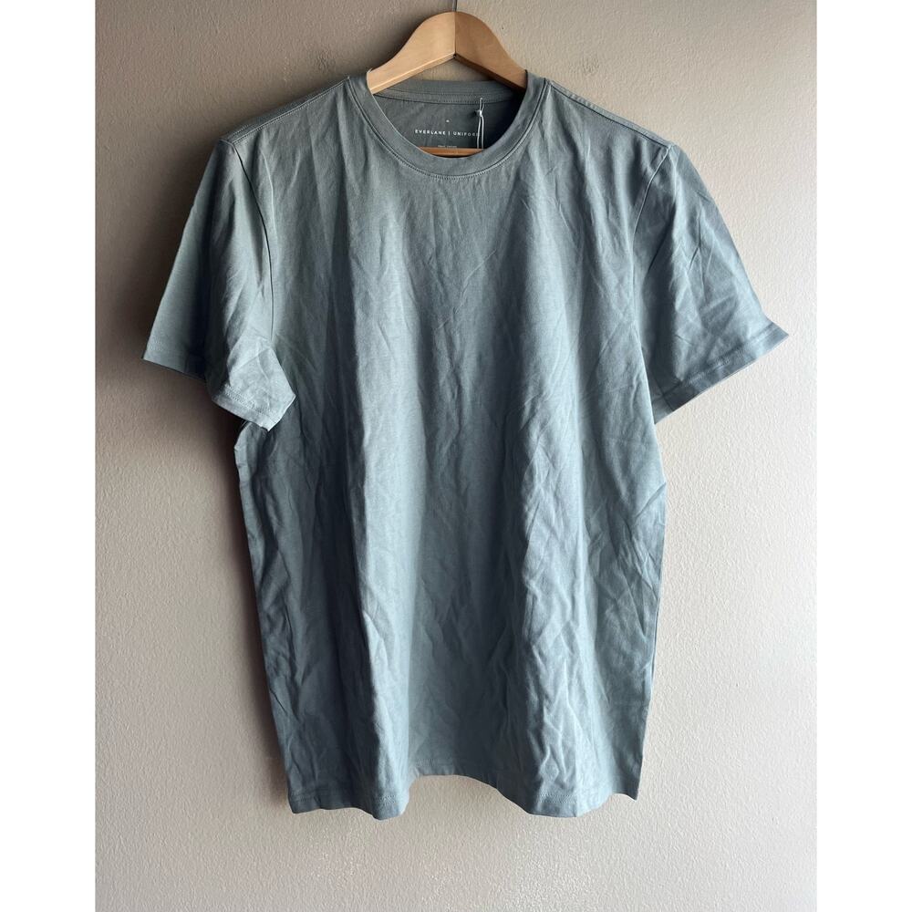 New Everlane The Organic Crew Shirt Green Size Medium Men - Picture 5 of 11